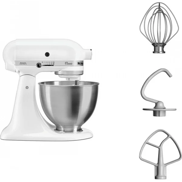 vente pas cher en ligne KitchenAid Robot Pâtissier à Tête Inclinable 4.3 Litres – Blanc + Hachoir Kitc… 6